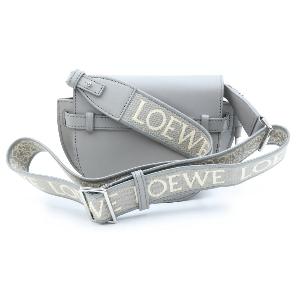 LOEWE(ロエベ) ゲートデュアルミニ ショルダーバッグ グレー レザー シルバー金具 レディース