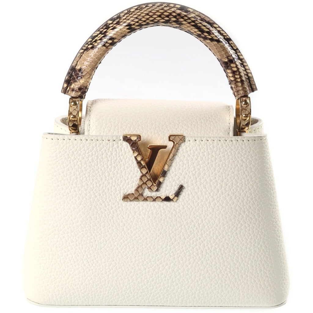 LOUIS VUITTON(ルイヴィトン) カプシーヌMINI 2WAYハンドバッグ ショルダーバッグ パイソンハンドル ホワイト トリヨンレザー N98477 ゴールド金具