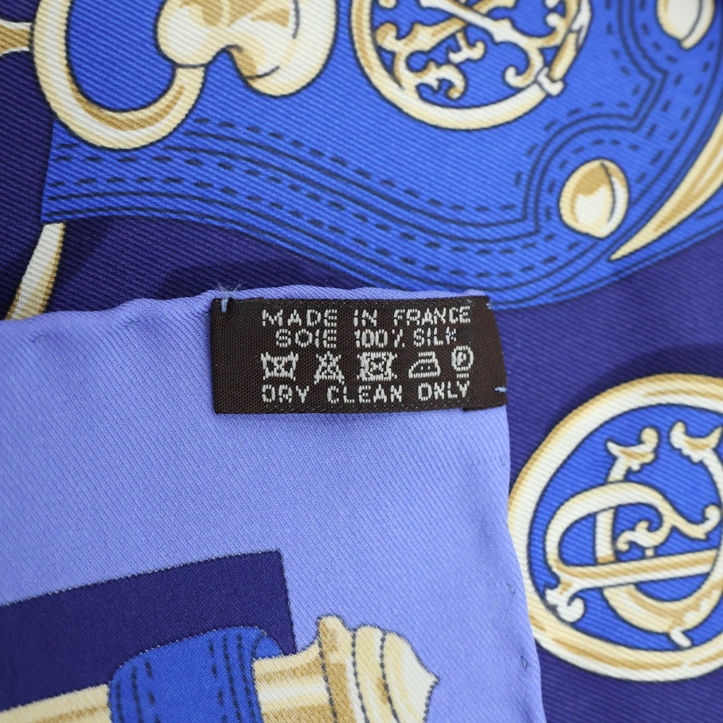 HERMES(エルメス) カレ70 大統領の馬具 スカーフ ブルー レディース