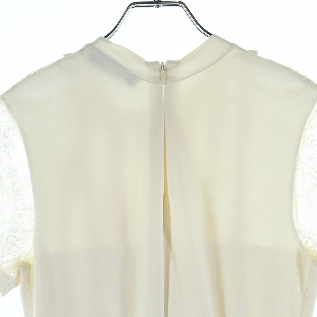 VALENTINO(ヴァレンティノ) ボウタイ レース シルク ウエスト切替 半袖 ワンピース フリルニットワンピース #ホワイト レディース