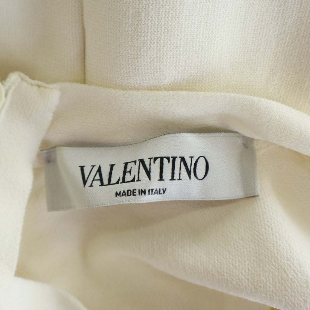 VALENTINO(ヴァレンティノ) ボウタイ レース シルク ウエスト切替 半袖 ワンピース フリルニットワンピース #ホワイト レディース