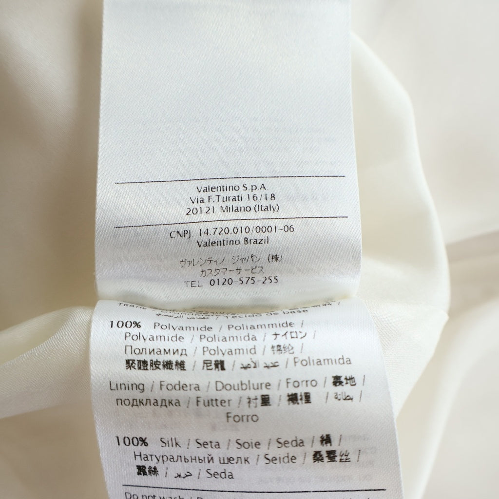 VALENTINO(ヴァレンティノ) レース ウール×シルク ウエスト切替 半袖 ワンピース #38 ホワイト レディース