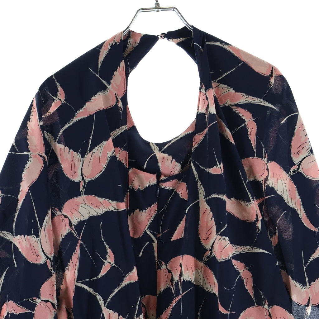 VALENTINO(ヴァレンティノ) 花柄 シルク ワンピース ノースリーブワンピース #38 ネイビー/ピンク レディース