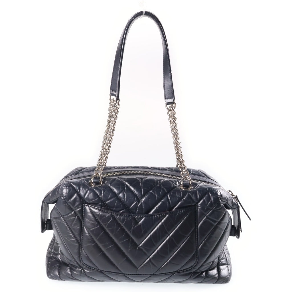 CHANEL(シャネル) カンボン チェーントートバッグ Vステッチ レザー ココマーク ブラック 26番台 レディース