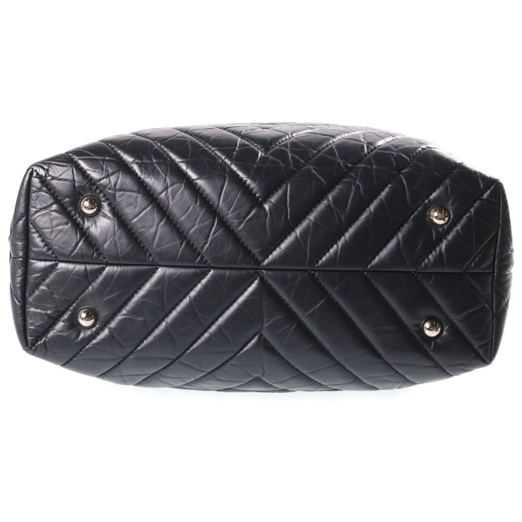 CHANEL(シャネル) カンボン チェーントートバッグ Vステッチ レザー ココマーク ブラック 26番台 レディース