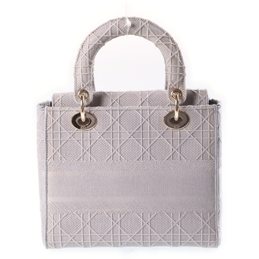Christian Dior(クリスチャンディオール) レディディライト ミディアム キャンバス ゴールド金具 2WAY ハンドバッグ ショルダーバッグ グレー レディース