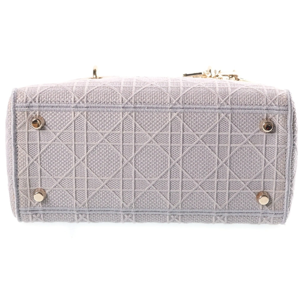 Christian Dior(クリスチャンディオール) レディディライト ミディアム キャンバス ゴールド金具 2WAY ハンドバッグ ショルダーバッグ グレー レディース