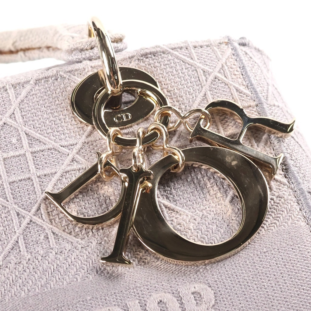 Christian Dior(クリスチャンディオール) レディディライト ミディアム キャンバス ゴールド金具 2WAY ハンドバッグ ショルダーバッグ グレー レディース