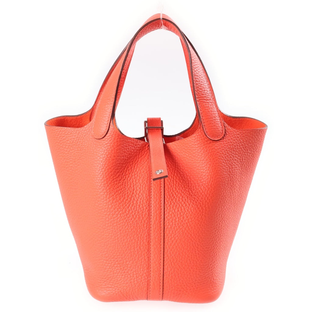 HERMES(エルメス) ピコタンロックPM トリヨンクレマンス シルバー金具 W刻印 ハンドバッグ オレンジフィールド レディース