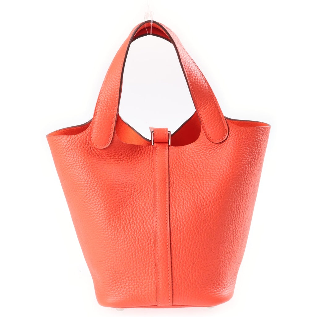 HERMES(エルメス) ピコタンロックPM トリヨンクレマンス シルバー金具 W刻印 ハンドバッグ オレンジフィールド レディース