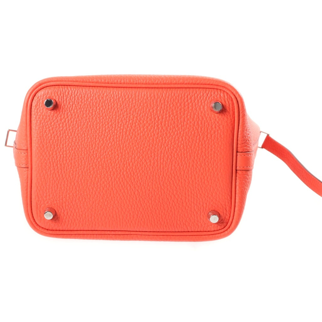 HERMES(エルメス) ピコタンロックPM トリヨンクレマンス シルバー金具 W刻印 ハンドバッグ オレンジフィールド レディース