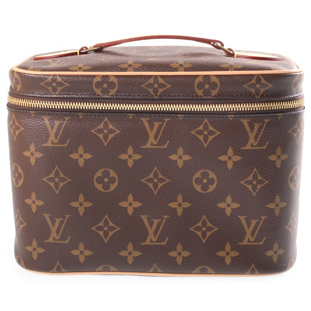 LOUIS VUITTON(ルイヴィトン) モノグラム ニースBB バニティ ハンドバッグ ブラウン レザー×PVC M42265 ゴールド金具