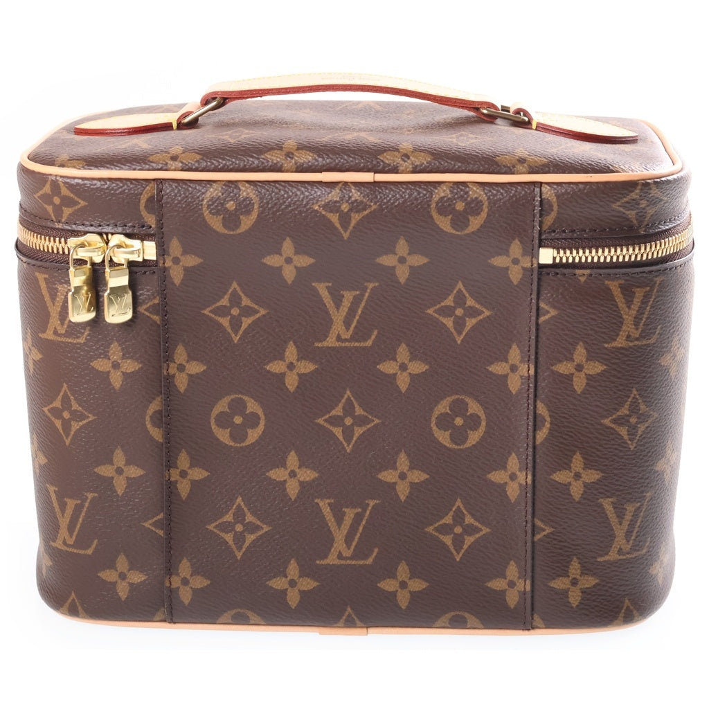 LOUIS VUITTON(ルイヴィトン) モノグラム ニースBB バニティ ハンドバッグ ブラウン レザー×PVC M42265 ゴールド金具