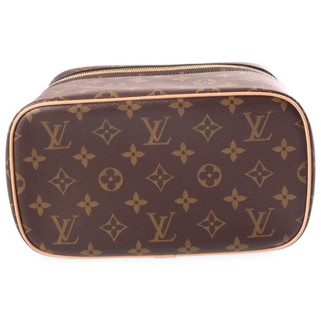 LOUIS VUITTON(ルイヴィトン) モノグラム ニースBB バニティ ハンドバッグ ブラウン レザー×PVC M42265 ゴールド金具