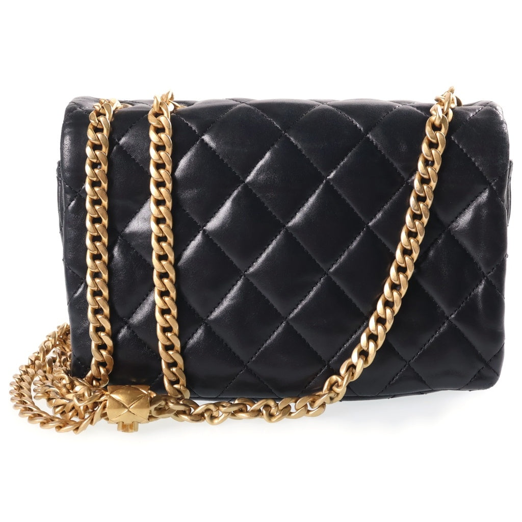 CHANEL(シャネル) マトラッセ20 SフラップSチェーンショルダーバッグ ミニバッグ ブラック ラムスキン AS3393 ゴールド金具 レディース