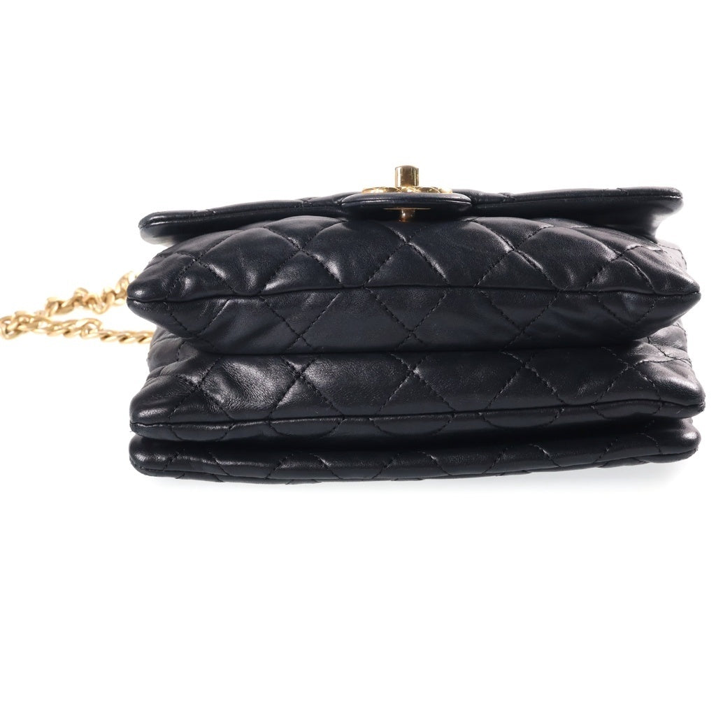 CHANEL(シャネル) マトラッセ20 SフラップSチェーンショルダーバッグ ミニバッグ ブラック ラムスキン AS3393 ゴールド金具 レディース