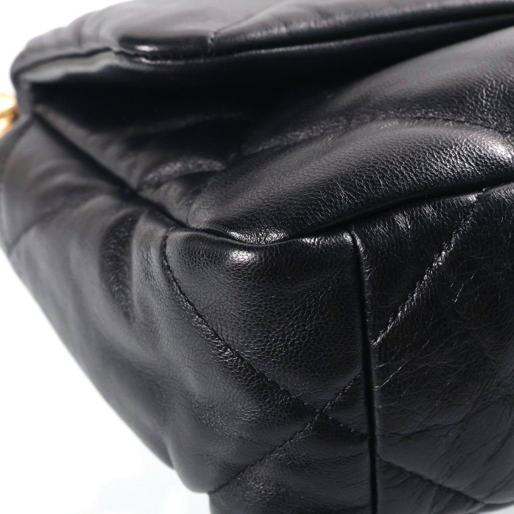 CHANEL(シャネル) シャネル19 チェーンショルダーバッグ ミディアム ブラック シャイニーカーフスキン AS1160 ゴールド×シルバー金具 レディース