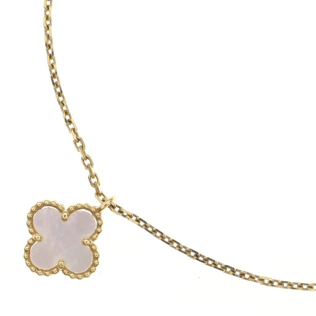 Van Cleef & Arpels(ヴァンクリーフアンドアーペル) スウィートアルハンブラ マザーオブパール ネックレス ペンダント チェーン ホワイト×イエローゴールド Au750YG レディース