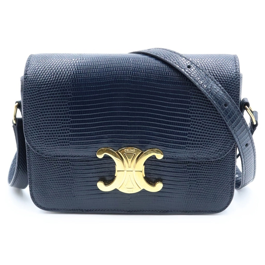 CELINE(セリーヌ) トリオンフ ティーン ショルダーバッグ ゴールド金具 ネイビー レディース