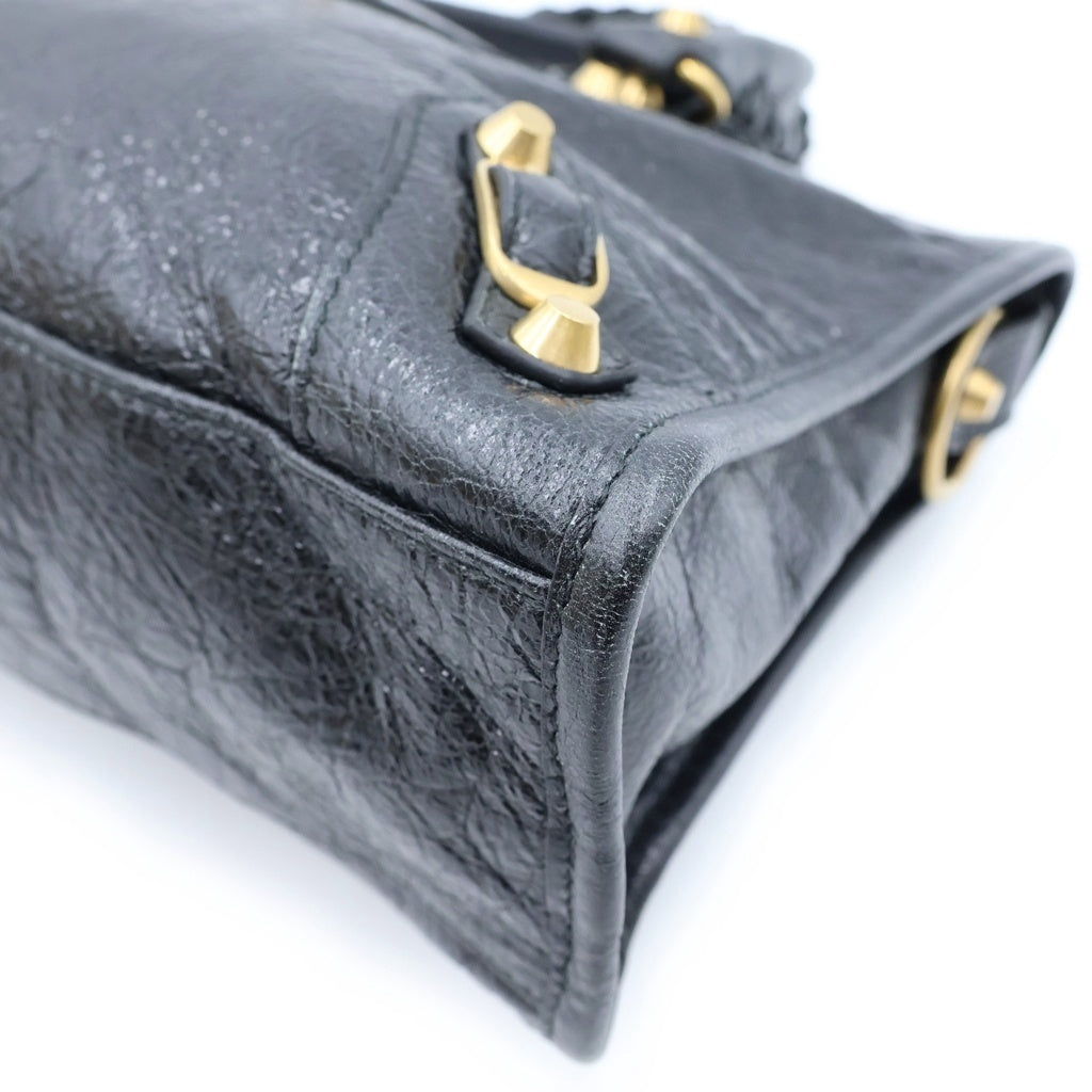 BALENCIAGA(バレンシアガ) ル シティ スモール 2WAYバッグ ショルダーバッグ ブラック レザー 811442 ゴールド金具 レディース