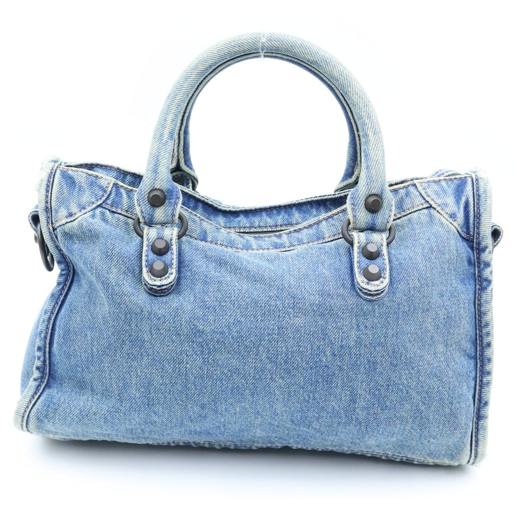 BALENCIAGA(バレンシアガ) ル シティ スモール 2WAYバッグ ハンドバッグ ショルダーバッグ インディゴブルー デニム 811442 ゴールド金具 レディース