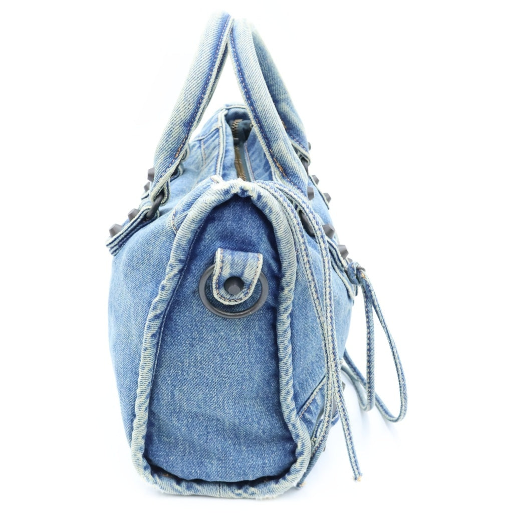 BALENCIAGA(バレンシアガ) ル シティ スモール 2WAYバッグ ハンドバッグ ショルダーバッグ インディゴブルー デニム 811442 ゴールド金具 レディース