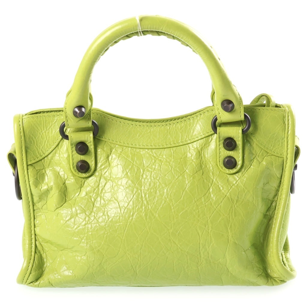 BALENCIAGA(バレンシアガ) ル シティ ミニ 2WAYハンドバッグ ショルダーバッグ ネオングリーン レザー 806395 ブラック金具 レディース