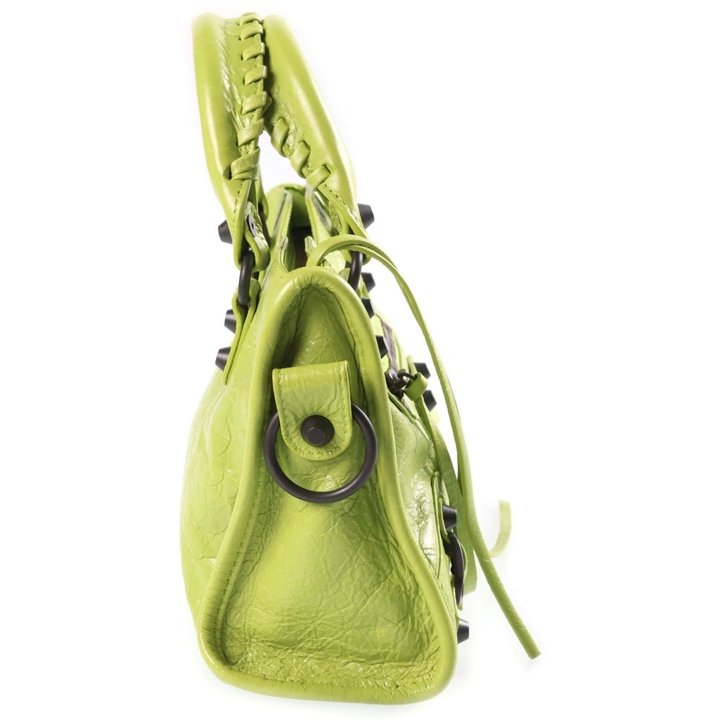 BALENCIAGA(バレンシアガ) ル シティ ミニ 2WAYハンドバッグ ショルダーバッグ ネオングリーン レザー 806395 ブラック金具 レディース