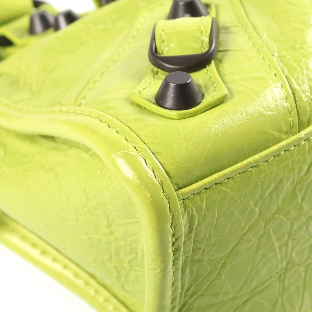 BALENCIAGA(バレンシアガ) ル シティ ミニ 2WAYハンドバッグ ショルダーバッグ ネオングリーン レザー 806395 ブラック金具 レディース
