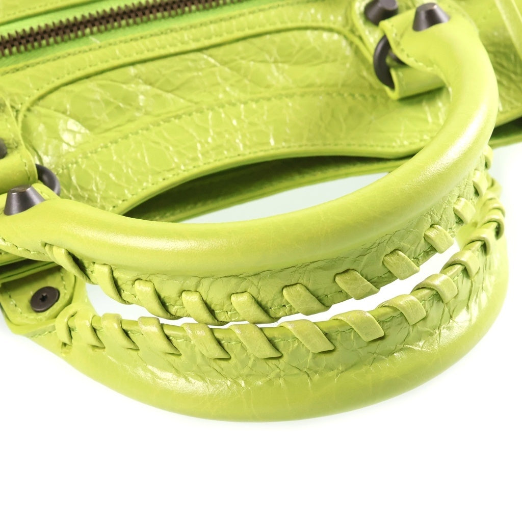 BALENCIAGA(バレンシアガ) ル シティ ミニ 2WAYハンドバッグ ショルダーバッグ ネオングリーン レザー 806395 ブラック金具 レディース