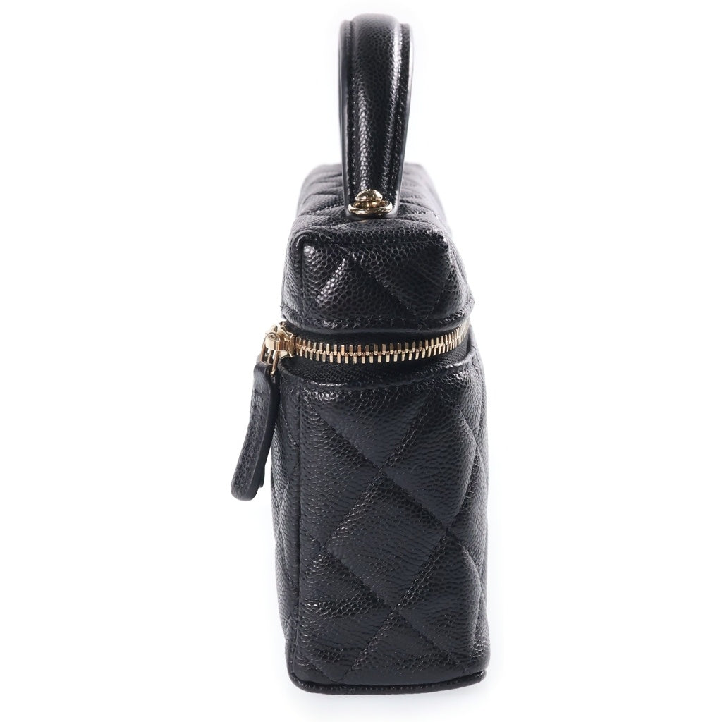 CHANEL(シャネル) マトラッセ バニティ チェーンバッグ ミニショルダーバッグ ブラック キャビアスキン AP4385 ゴールド金具 レディース