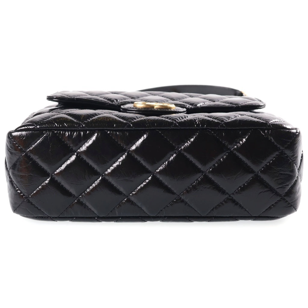 CHANEL(シャネル) ホーボー マトラッセ チェーンショルダーバッグ ブラック シャイニーカーフスキン AS3690 ゴールド金具 レディース