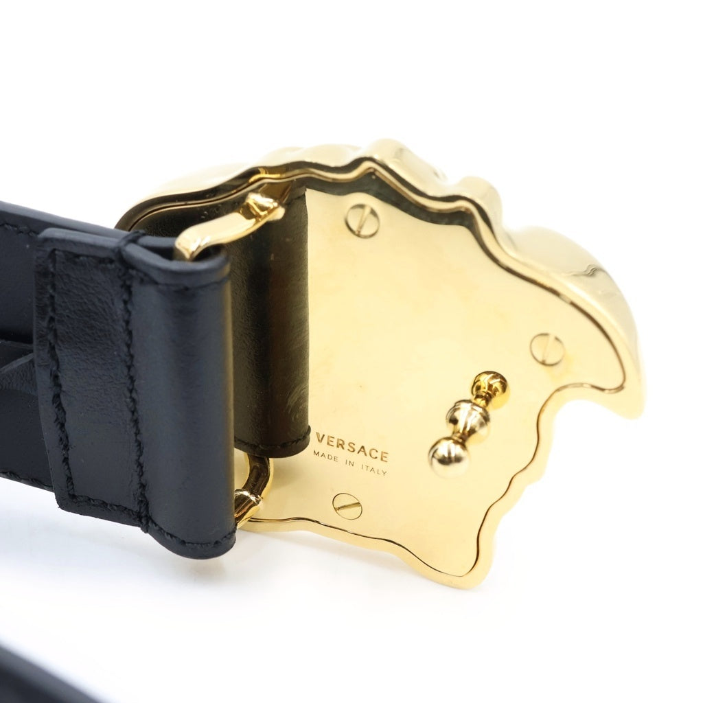 VERSACE(ヴェルサーチ) La Medusa Leather Belt ラ メドゥーサ レザー ベルト ブラック/ゴールド DCU4140.DVTP1