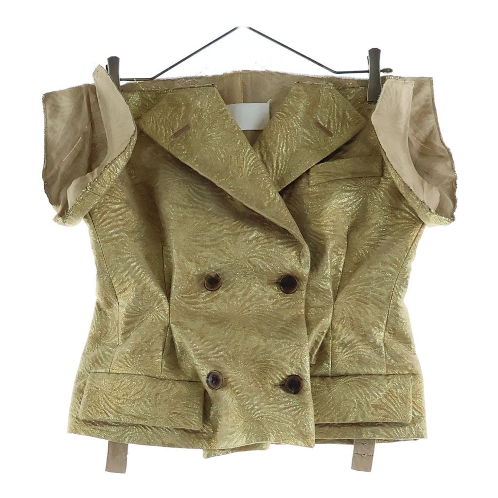 Maison Margiela(メゾンマルジェラ) 18SS Sleeveless Jacket 脱構築 ノースリーブジャケット ダブルブレスト 断ち切り 白タグ ゴールド S29FB0064 レディース