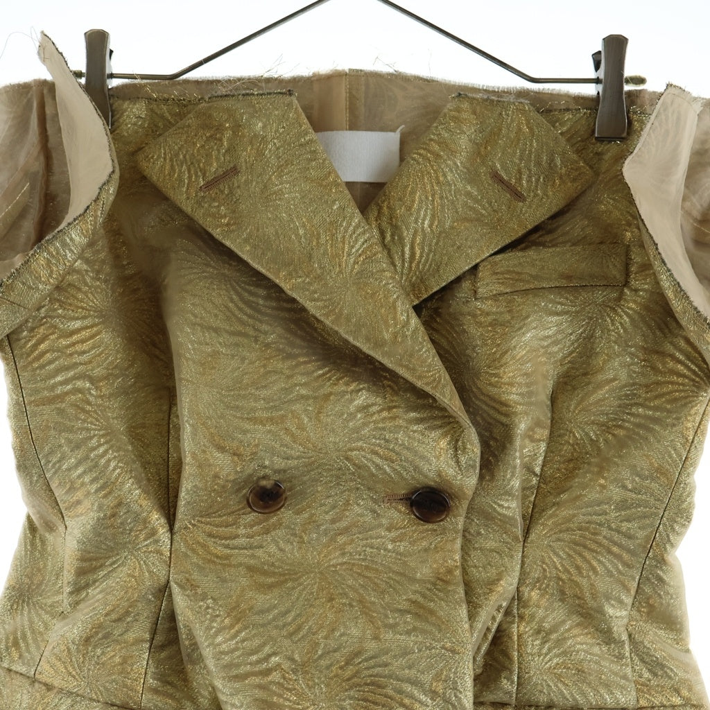 Maison Margiela(メゾンマルジェラ) 18SS Sleeveless Jacket 脱構築 ノースリーブジャケット ダブルブレスト 断ち切り 白タグ ゴールド S29FB0064 レディース