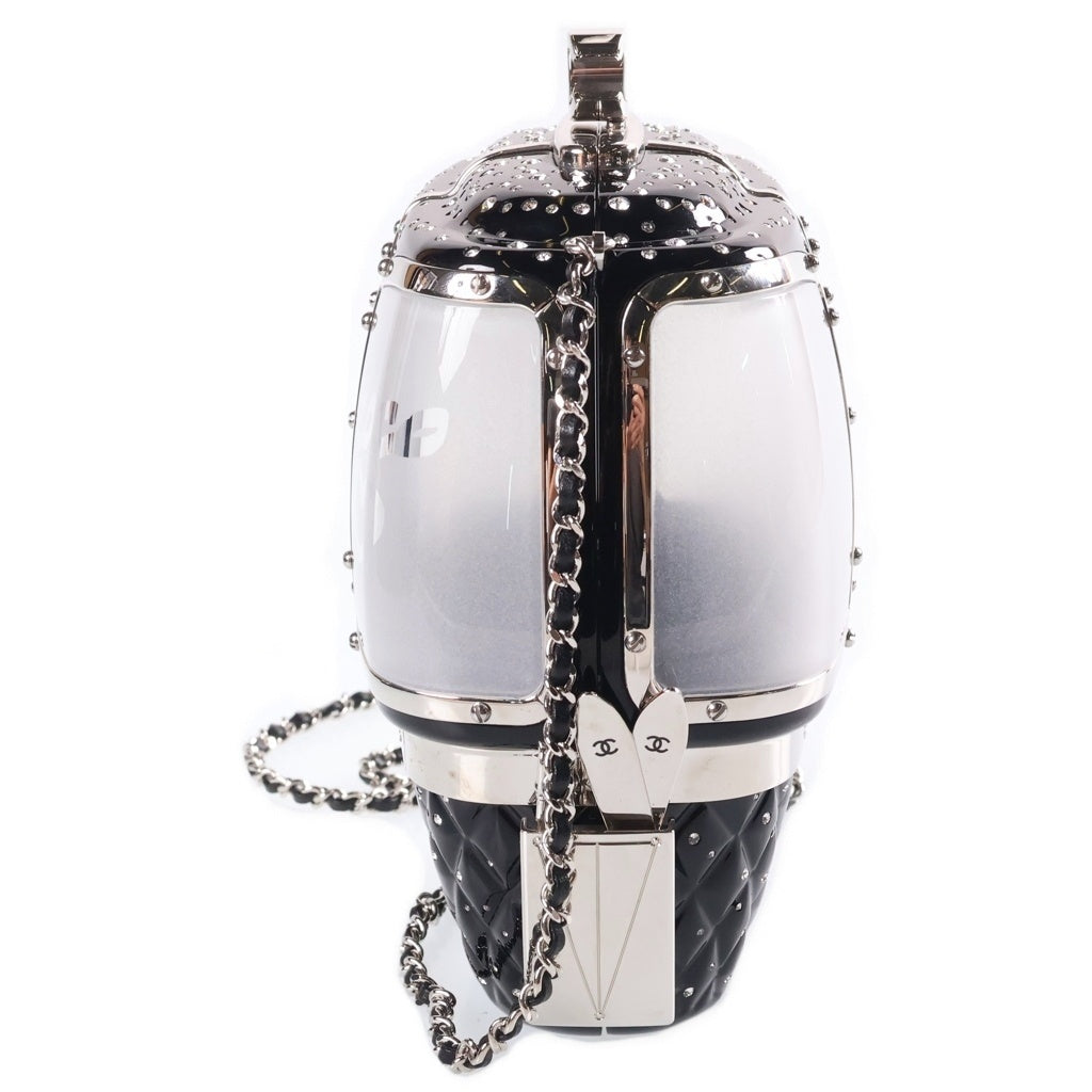 CHANEL(シャネル) ゴンドラ ラインストーン チェーンショルダーバッグ ミニバッグ ブラック シルバー金具 レディース