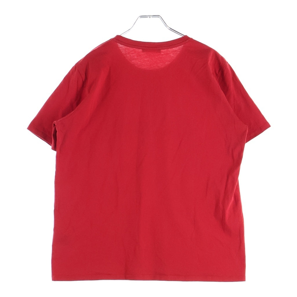 BALMAIN(バルマン) ロゴプリント 袖ボタン コットン 半袖 Tシャツ カットソー #42 レッド