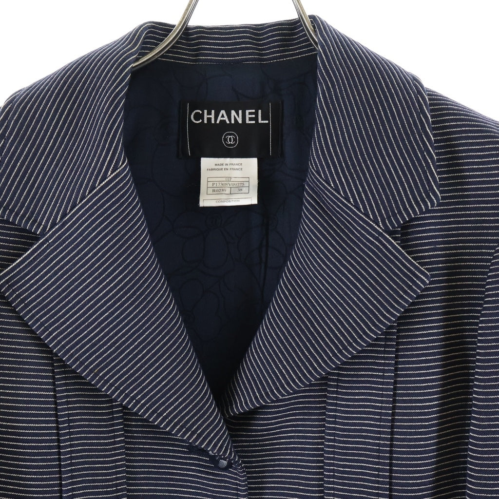 CHANEL(シャネル) ジャケット ボーダー カメリア ウール シルク ネイビー P17308V09775 レディース