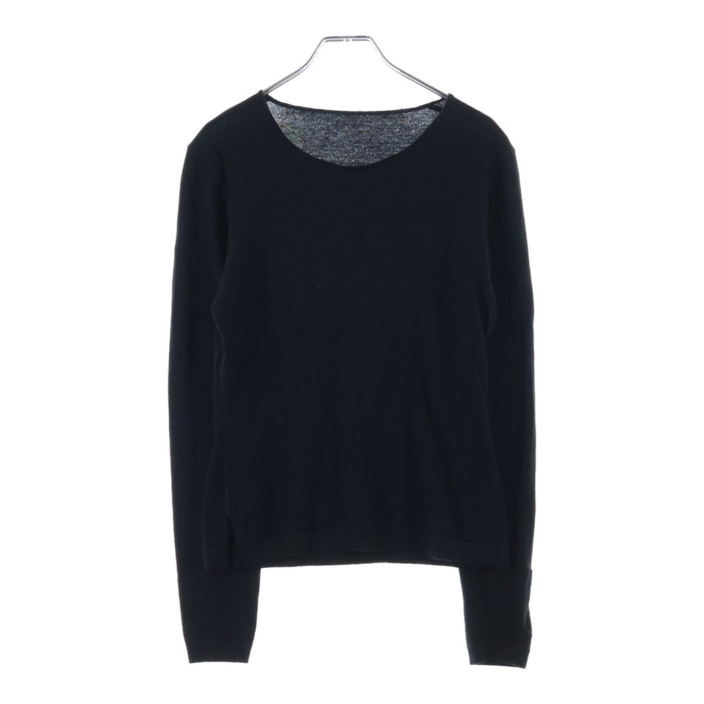 CHANEL(シャネル) 袖ポケット クルーネック カシミヤ ニット ブラック #38 レディース