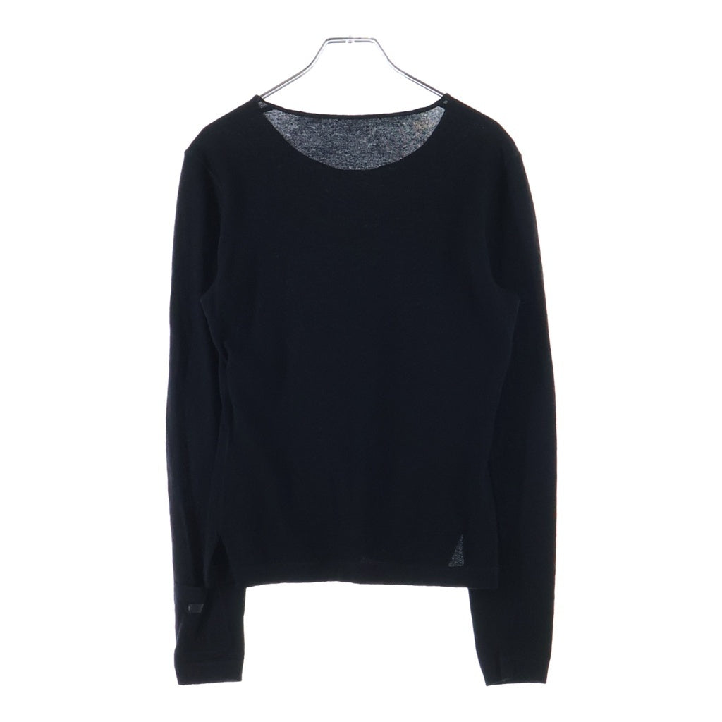 CHANEL(シャネル) 袖ポケット クルーネック カシミヤ ニット ブラック #38 レディース
