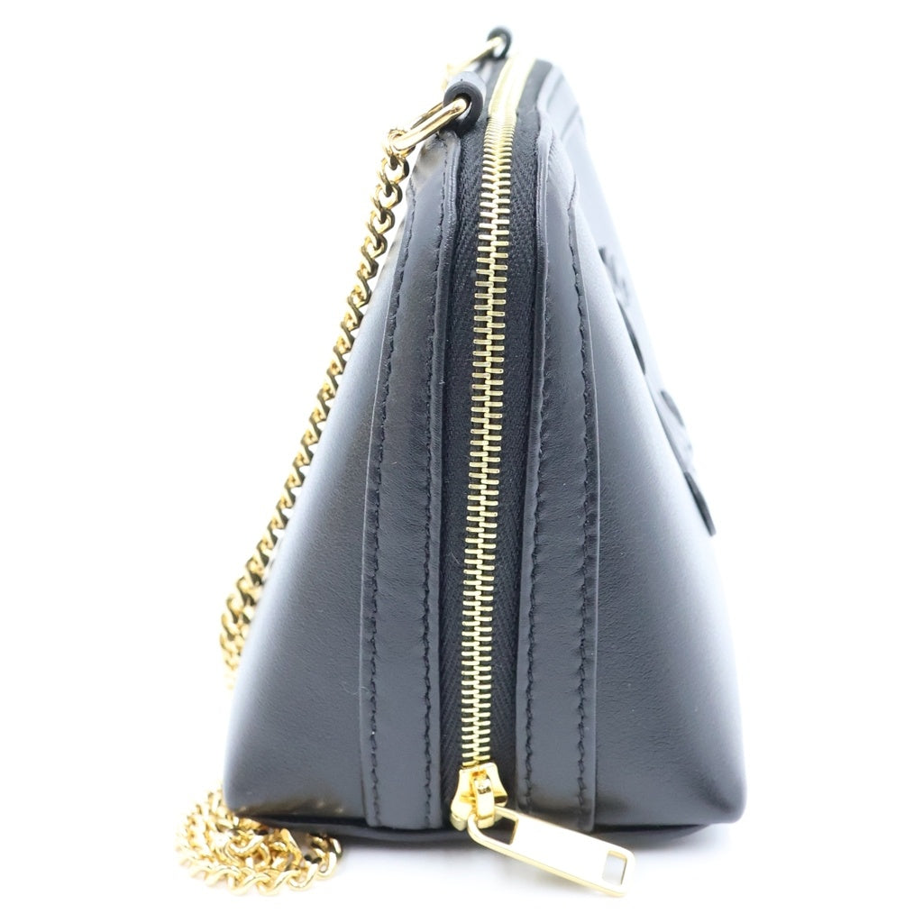 CELINE(セリーヌ) チェーン ショルダーバッグ クラッチトリオンフ キュイル レザー ブラック レディース