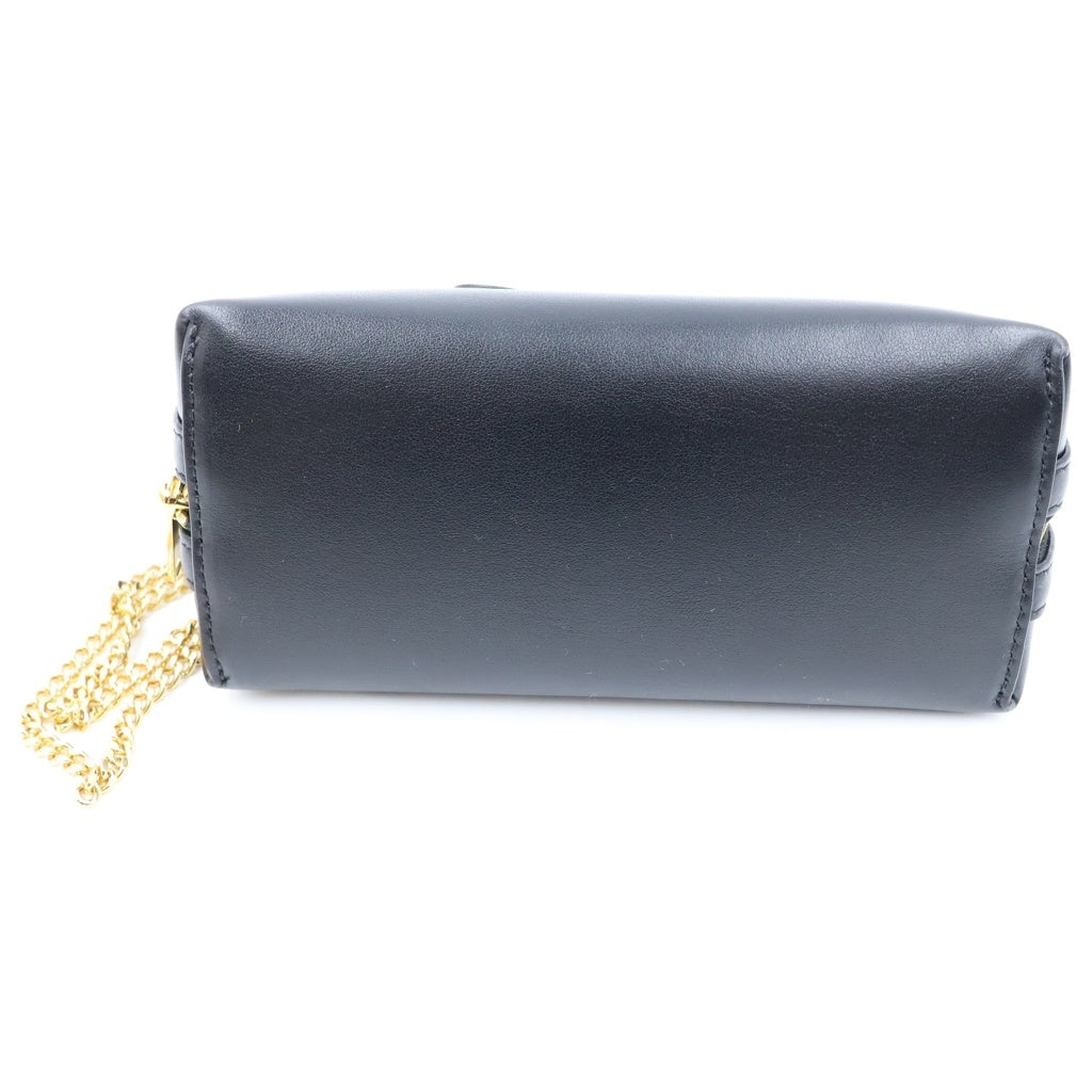 CELINE(セリーヌ) チェーン ショルダーバッグ クラッチトリオンフ キュイル レザー ブラック レディース