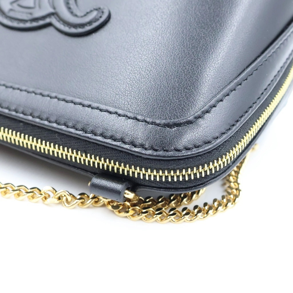 CELINE(セリーヌ) チェーン ショルダーバッグ クラッチトリオンフ キュイル レザー ブラック レディース