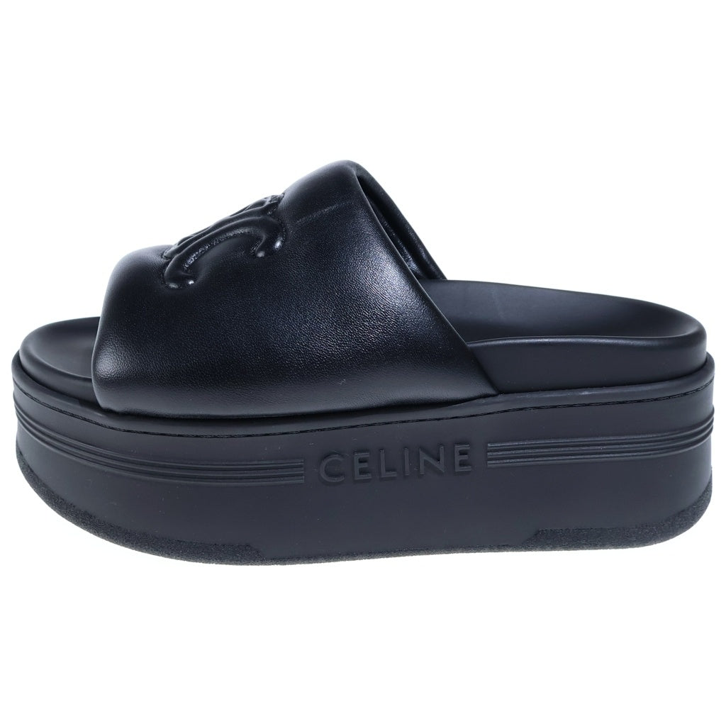 CELINE(セリーヌ) トリオンフ サンダル ブラック レザー×シリコン 厚底 レディース