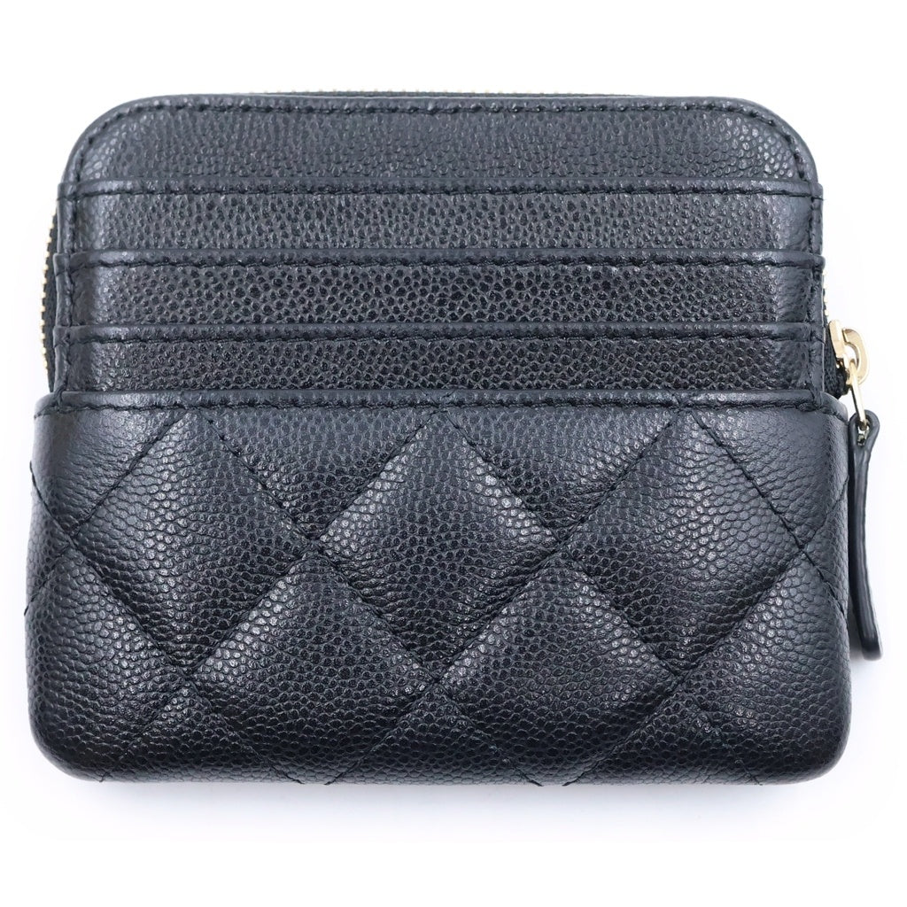 CHANEL(シャネル) マトラッセ クラシック ジップ コインパース ゴールド金具 キャビアスキン ブラック AP2061 レディース