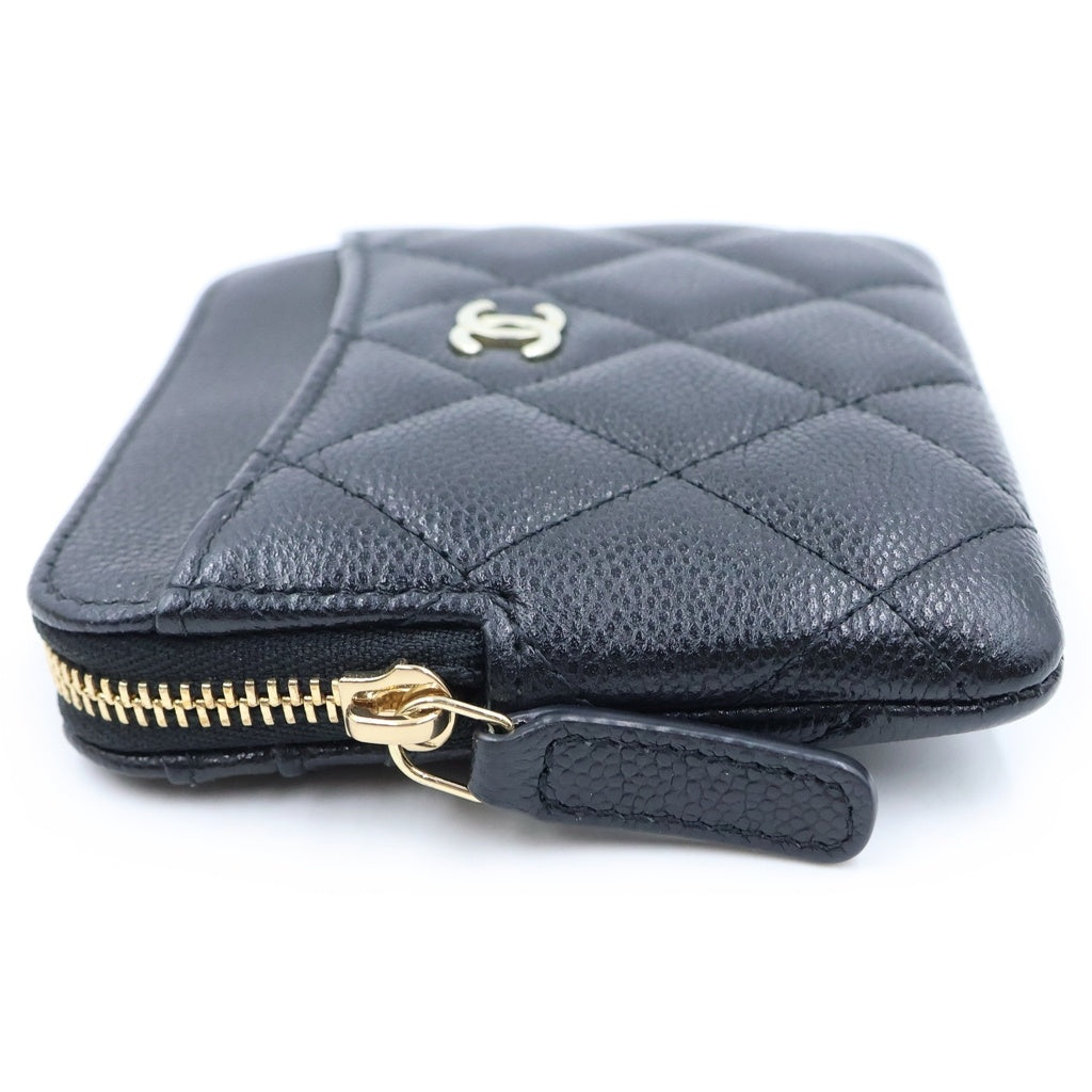 CHANEL(シャネル) マトラッセ クラシック ジップ コインパース ゴールド金具 キャビアスキン ブラック AP2061 レディース