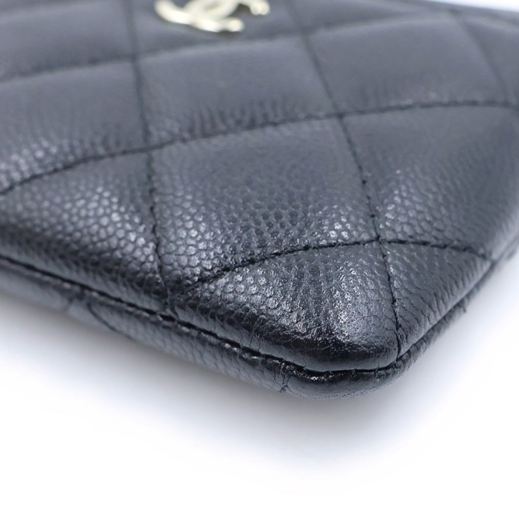 CHANEL(シャネル) マトラッセ クラシック ジップ コインパース ゴールド金具 キャビアスキン ブラック AP2061 レディース