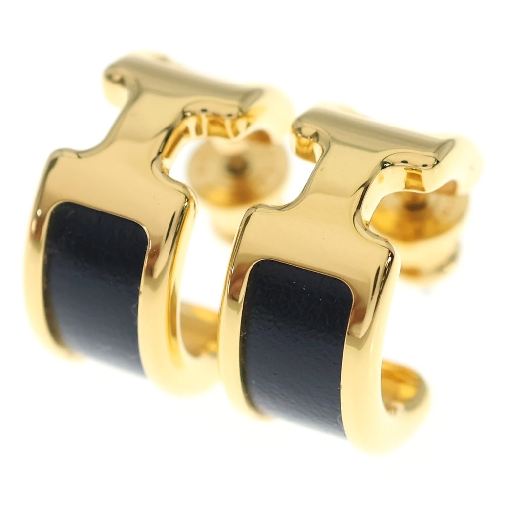 HERMES(エルメス) オランプPM ピアス ブラック×ゴールド レディース