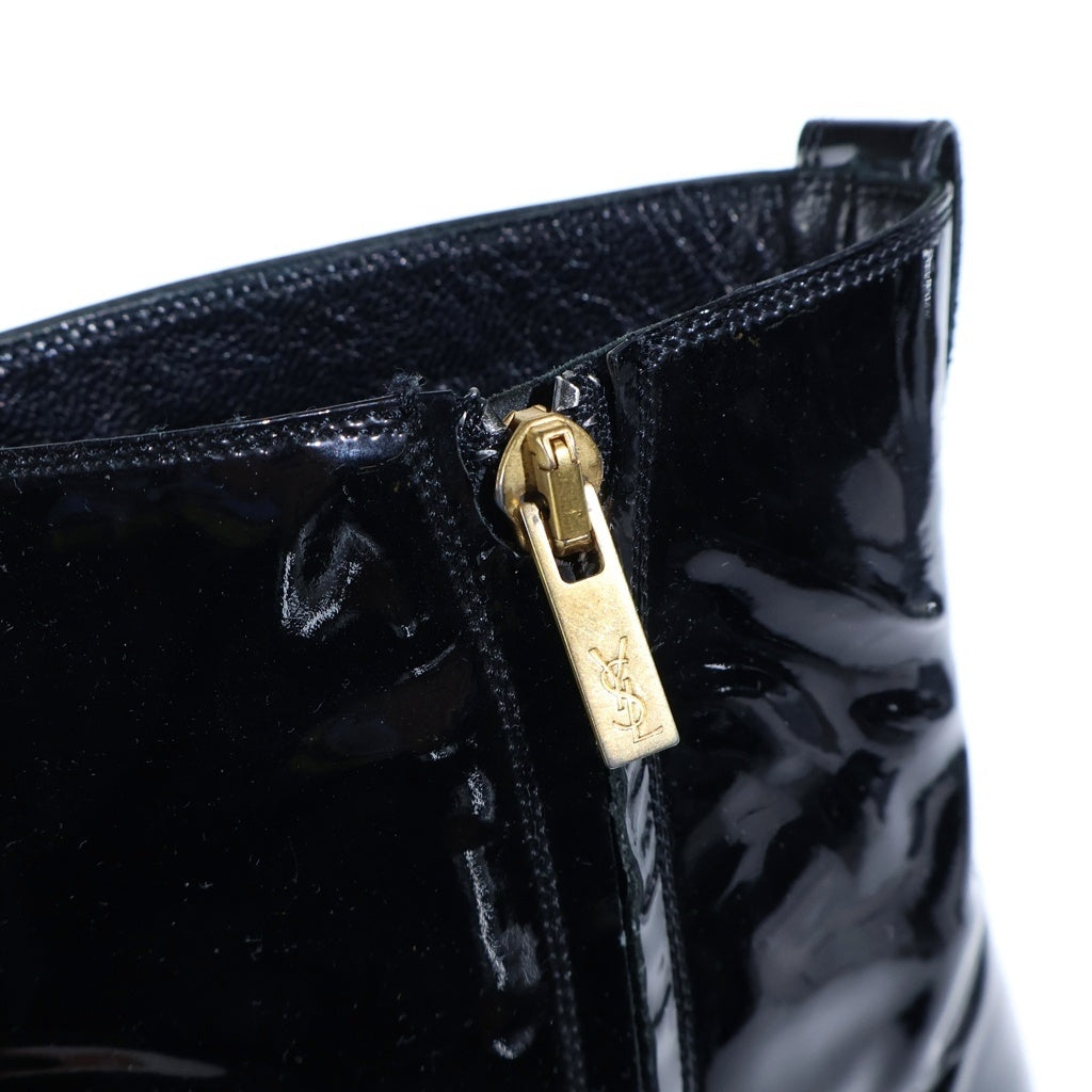 Yves Saint Laurent rive gauche(イヴサンローランリヴゴーシュ) ジョニー パテントレザー ヒールブーツ ブラック