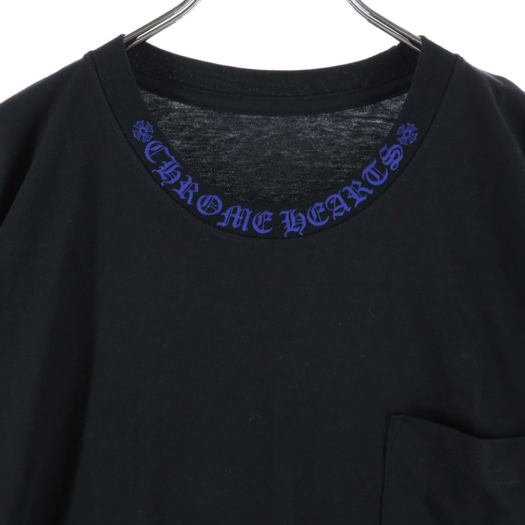 CHROME HEARTS(クロムハーツ) CH T-SHRT 1 オールドイングリッシュ ネックロゴプリントTシャツ ブラック×ブルー #XL